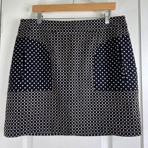 Worthington Women's Modern Fit Skirt Textured Navy Tan Size 14
